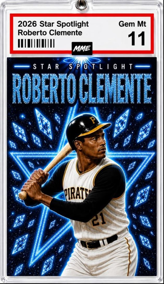 2938 Roberto Clemente Blue Spotlight Custom Acrylic Photo Keychain KYC BBL