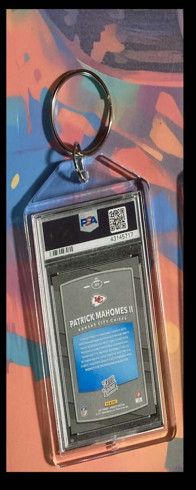 3245 Patrick Mahomes 2017 Panini Donruss Rated Rookie  Keychain FBL