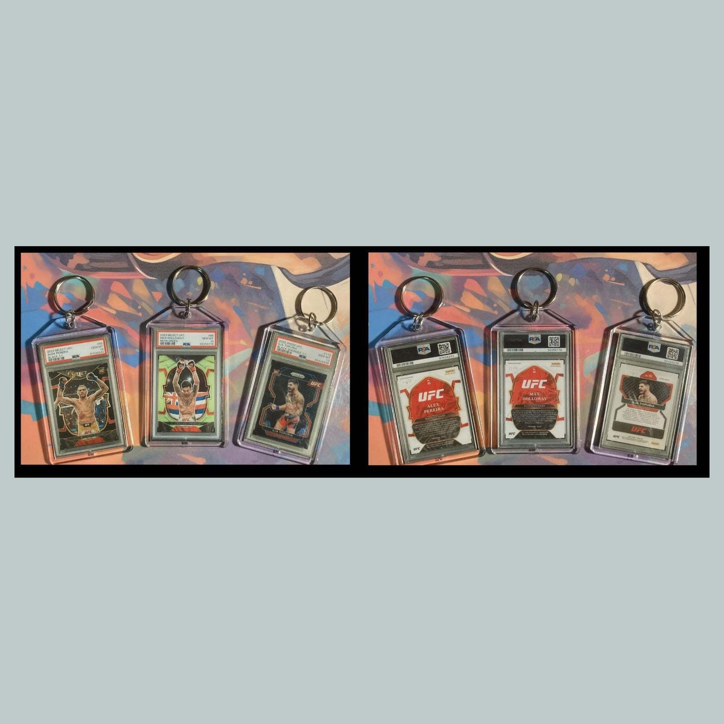 3452B Alex Pereira/Holloway/Topuria 3 Pack Bundle -3 Different Novelty Keychains MSC KYC