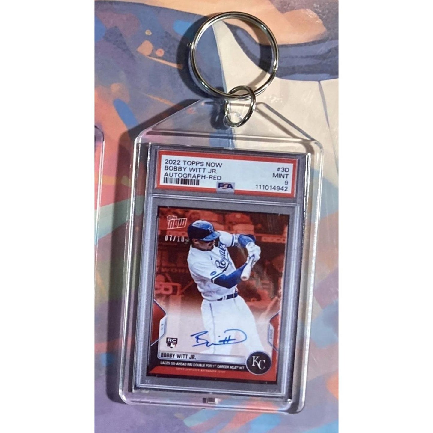 0165 Bobby Witt Jr 2022 Topps Now Red Auto Custom Made Novelty Keychain - Gift