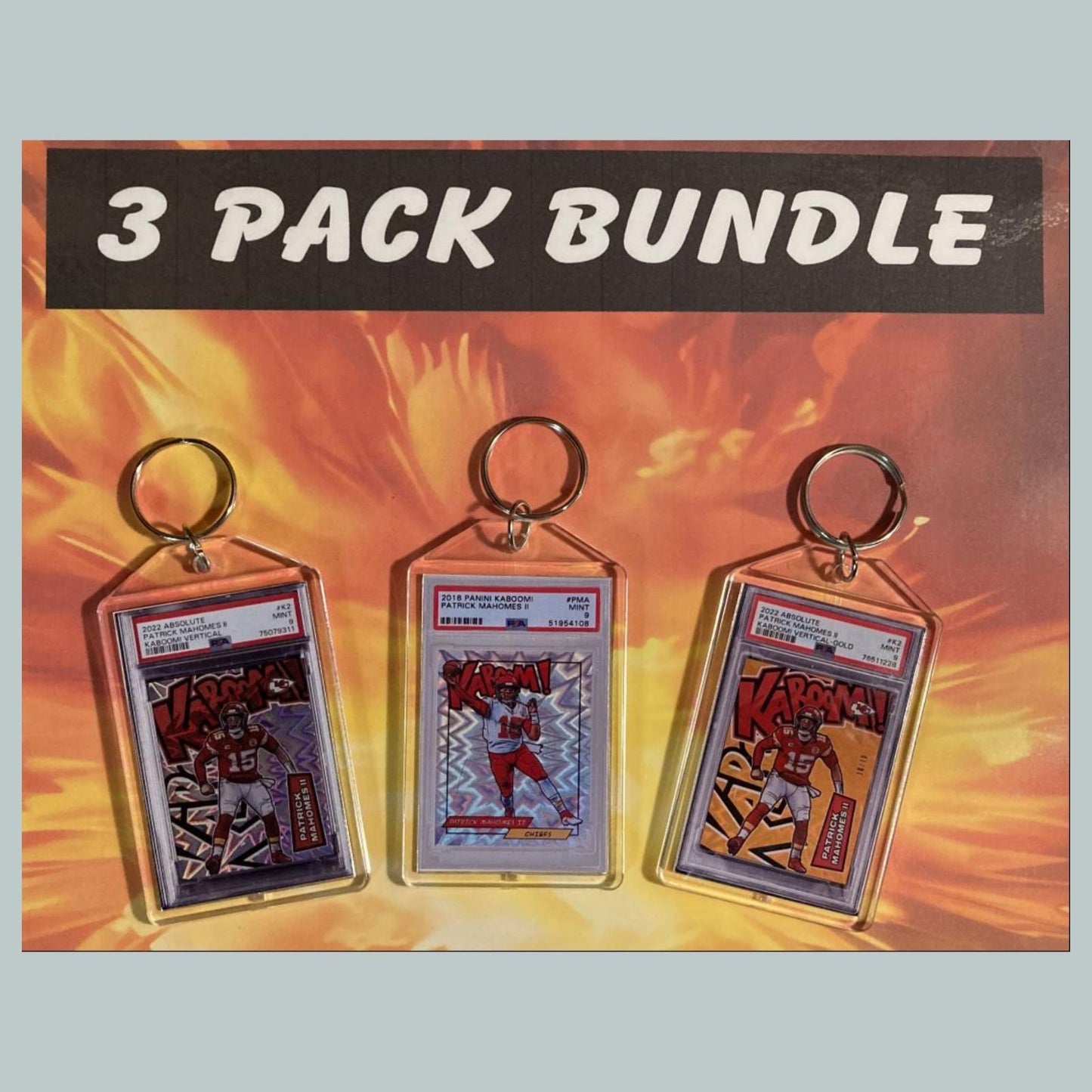 3621B Patrick Mahomes 3 Pack Bundle-Custom Hand Made Keychains FBL
