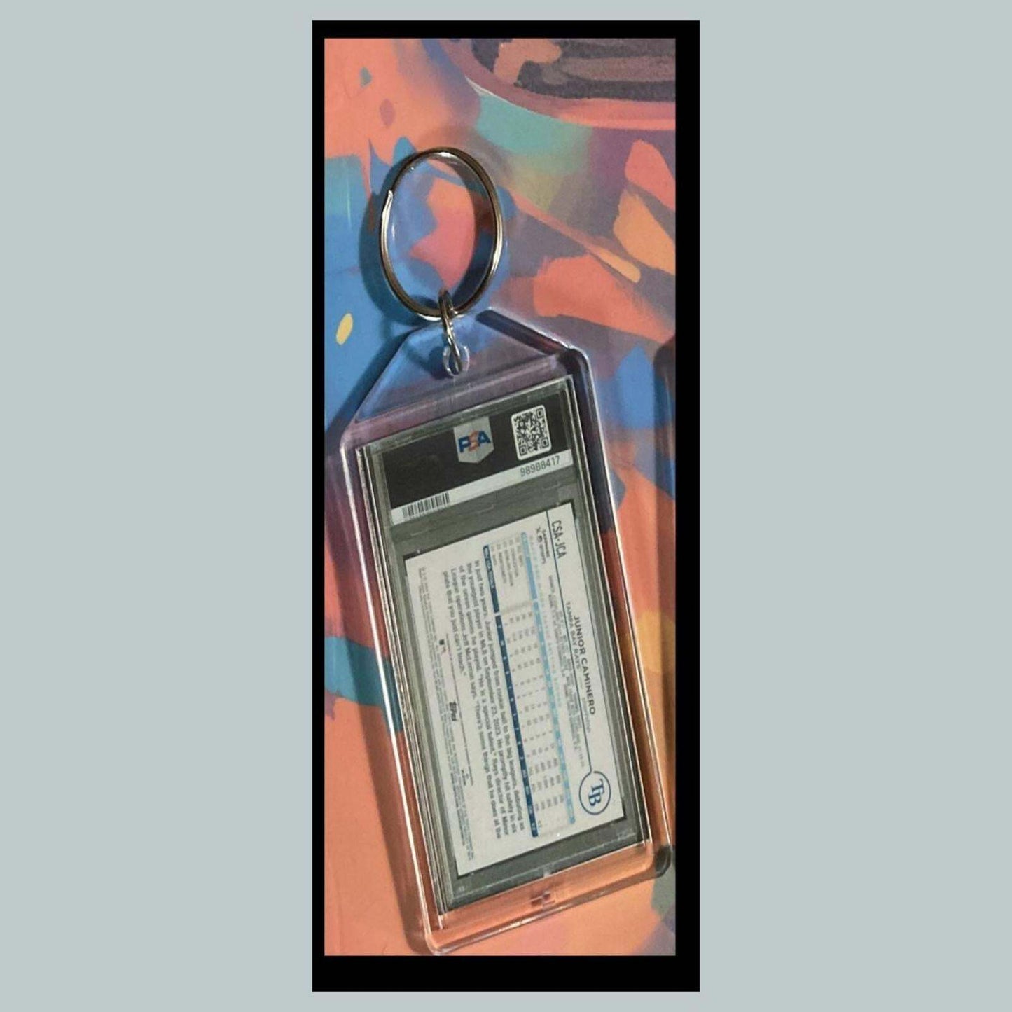 3407B Junior Caminero 2023 Chrome Sapphire Auto Custom Novelty Keychain BBL KYC