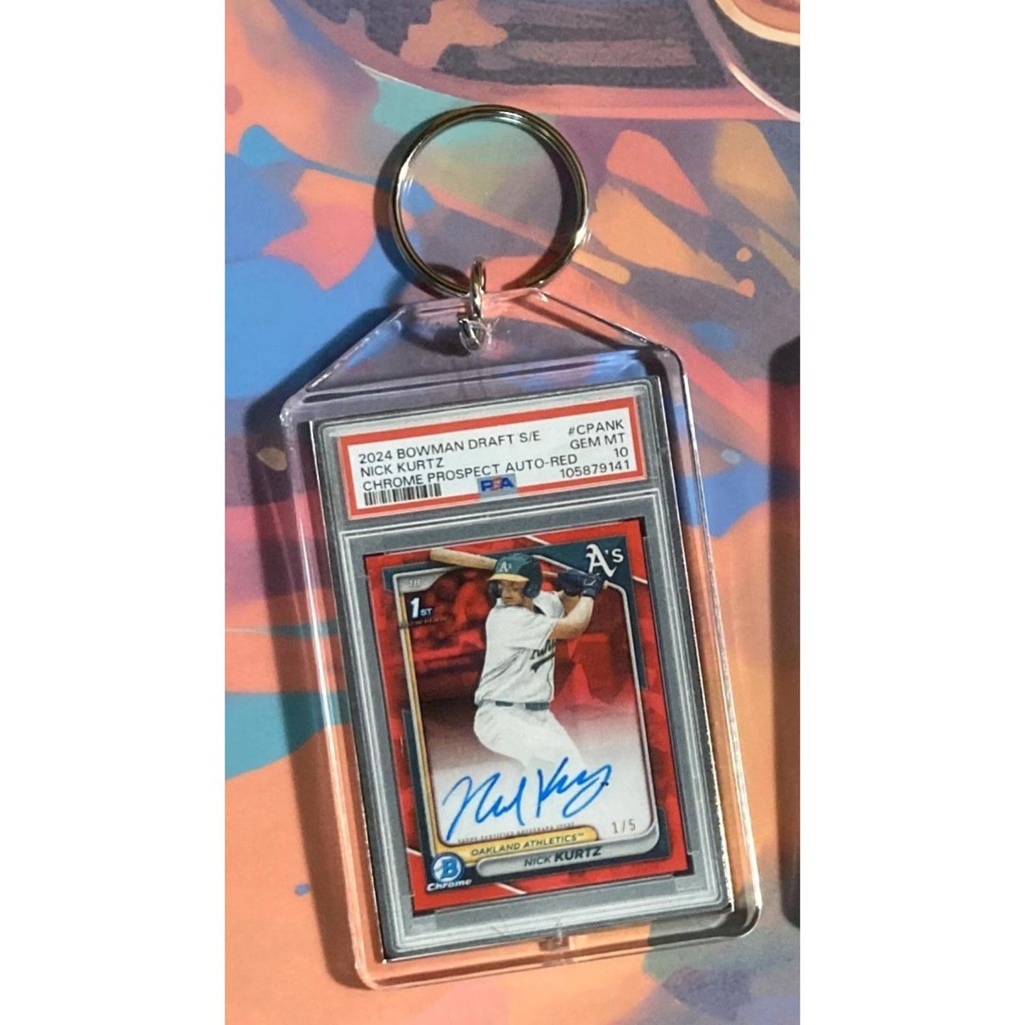 0273 Nick Kurtz 2024 Bowman Draft Chrome Red Auto Custom Novelty Keychain