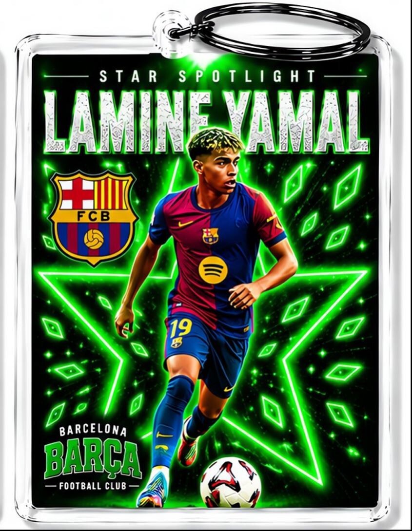 3994 Lamine Yamal Keychain Green Spotlight Premium Keychain No Nameplate MSC KYC