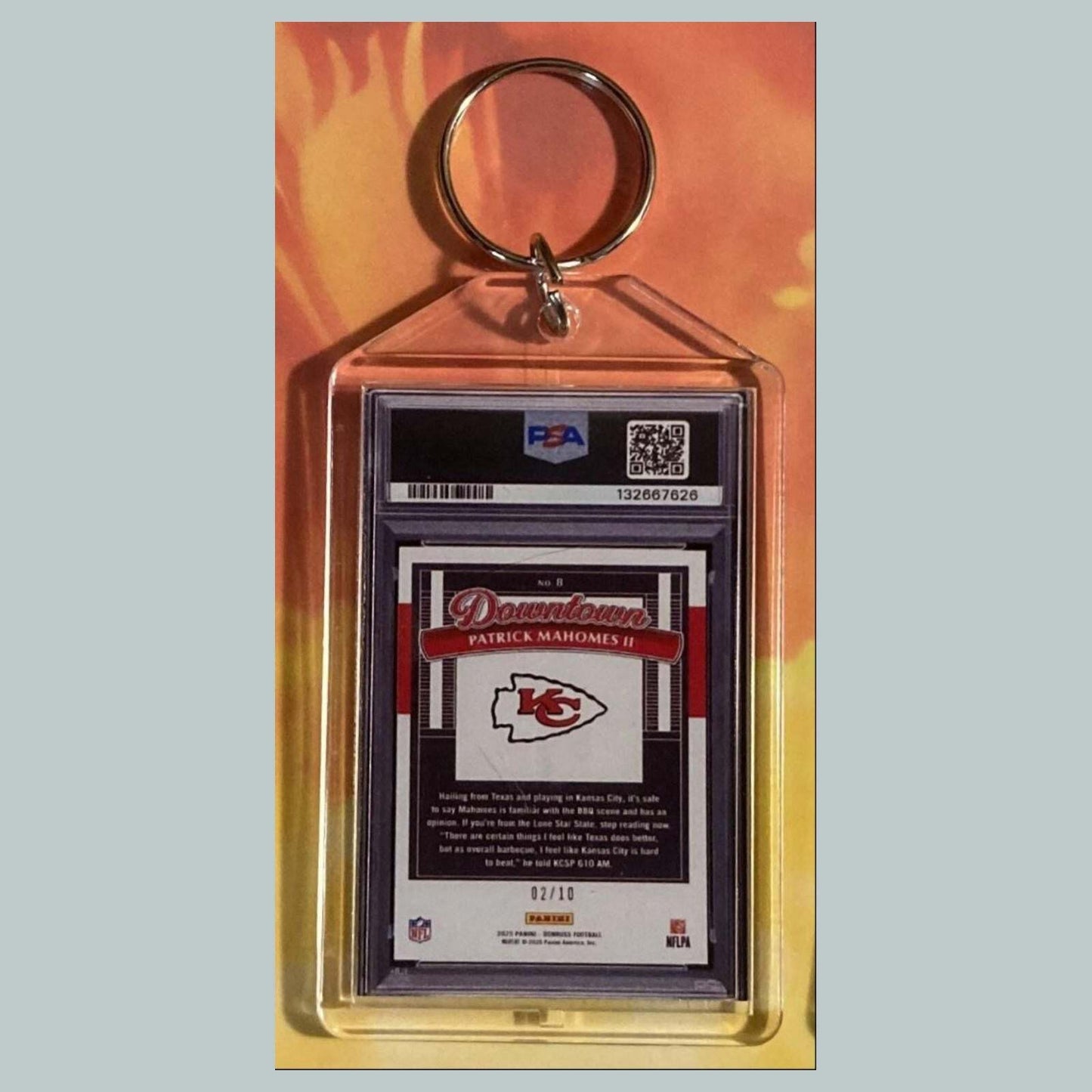 3606 Patrick Mahomes 2025 Panini Donruss Gold Downtown Custom Keychain FBL
