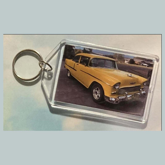 3538 1955 Chevrolet Yellow Bel Air Keychain | Vintage Automobile Keychain MSC KYC