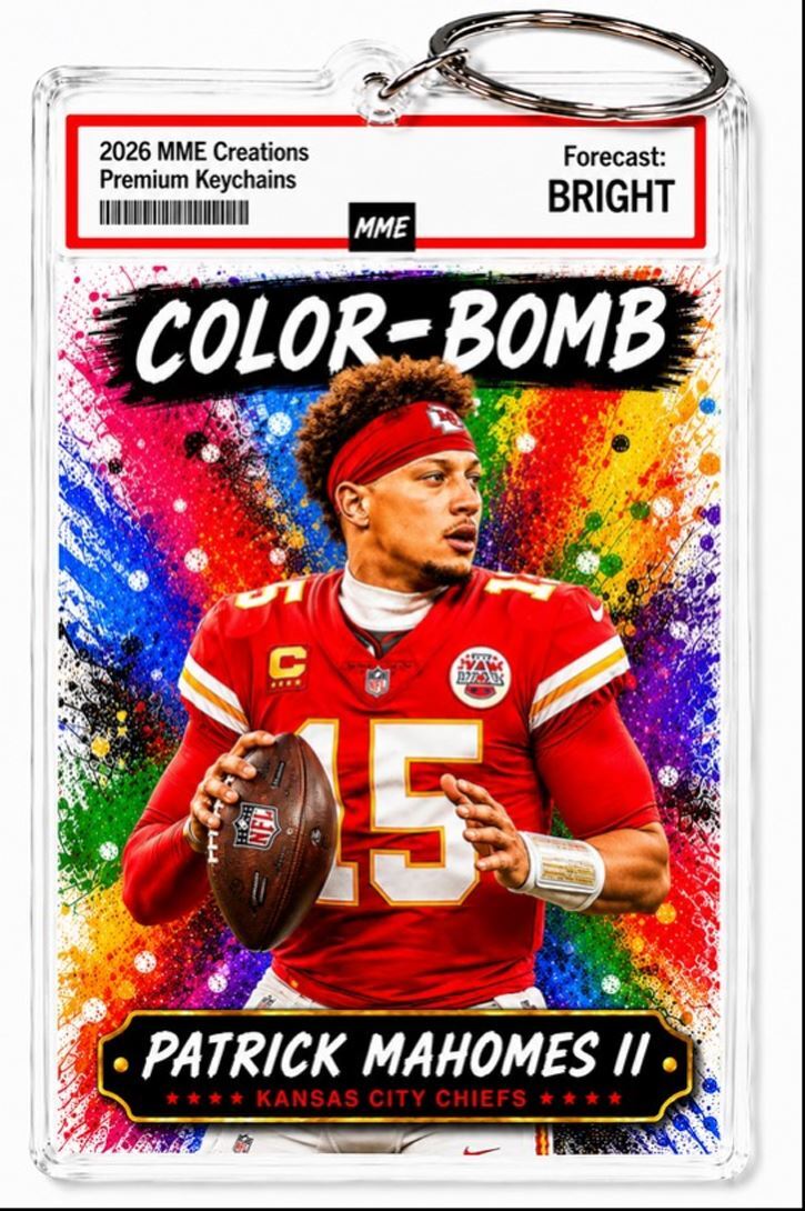 3897 Patrick Mahomes Keychain | Color-Bomb Custom Photo Keychain With Nameplate FBL