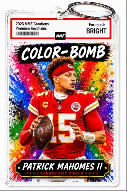 3897 Patrick Mahomes Keychain | Color-Bomb Custom Photo Keychain With Nameplate FBL
