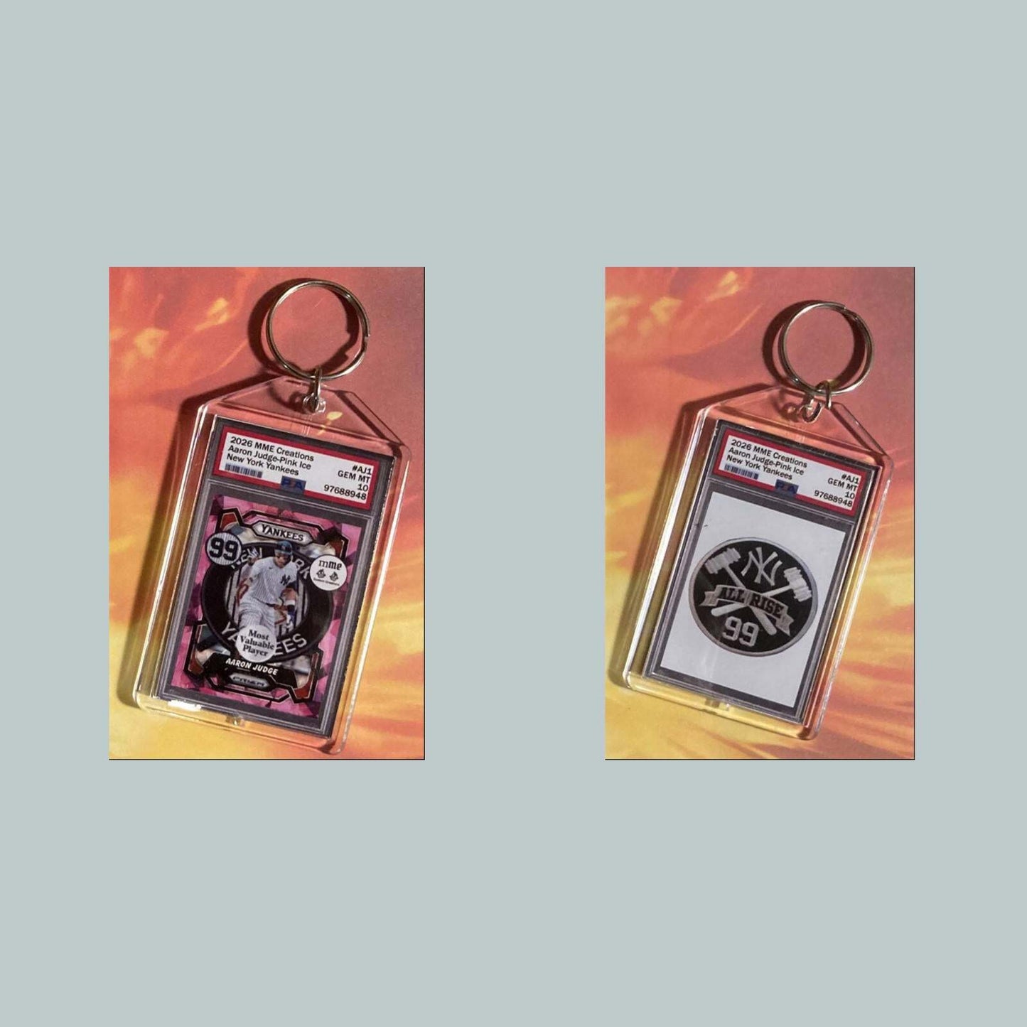 3756 Aaron Judge Pink Ice Custom Hand Made Keychain BBL KYC
