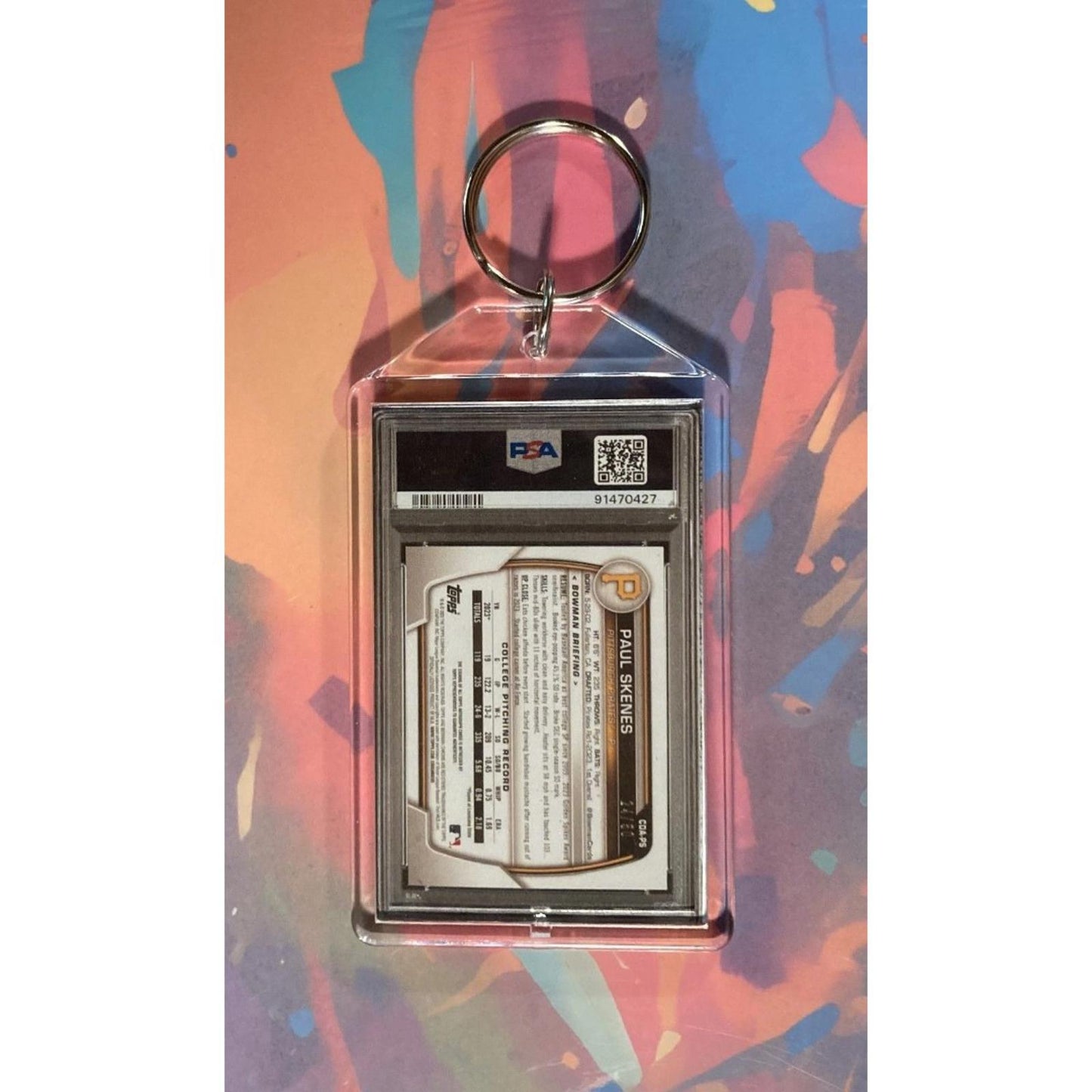 0097 Paul Skenes 2023 Bowman Draft Chrome Prospect Gold Auto Novelty Keychain