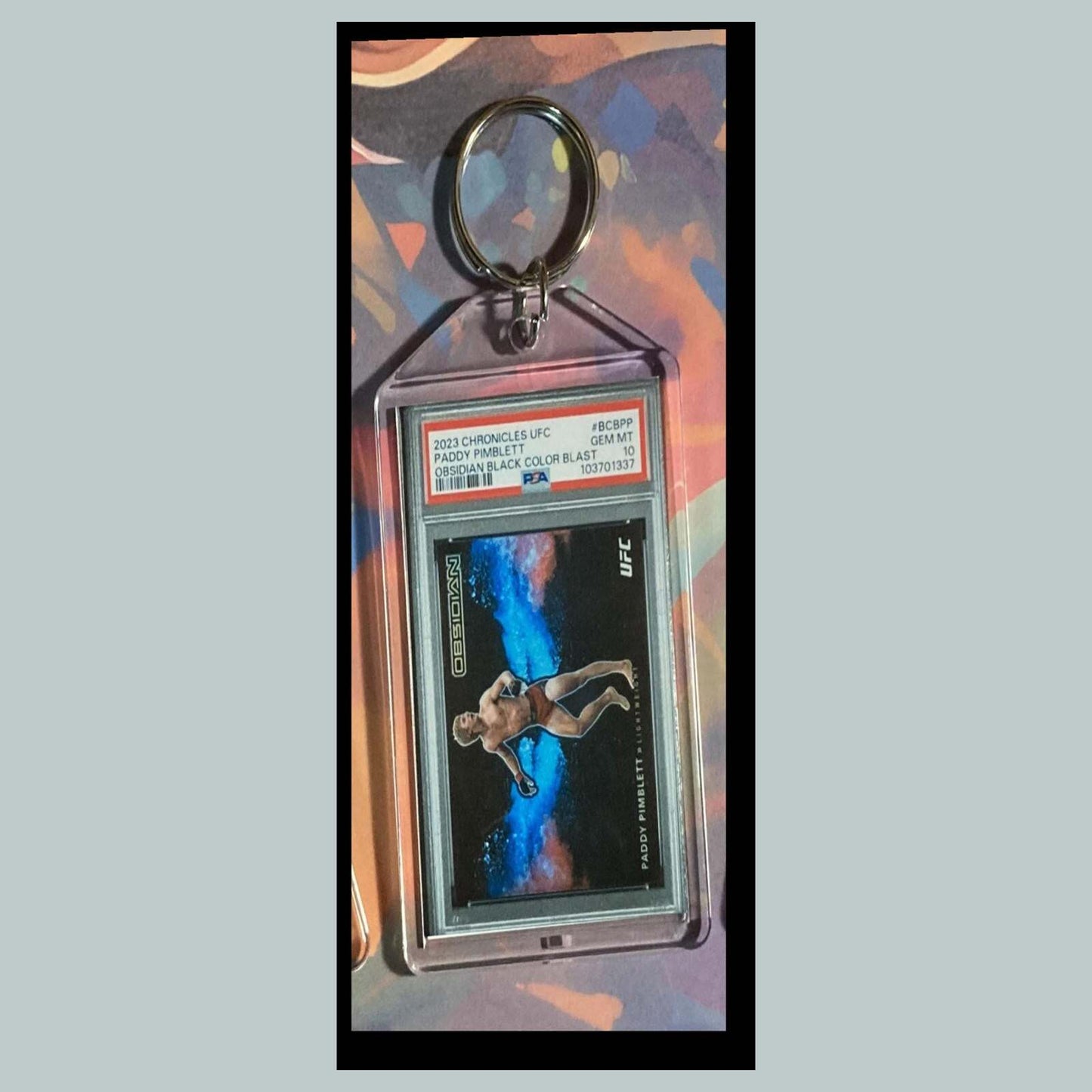3455 Paddy Pimblett 2023 Panini Chronicles Color Blast Custom Hand Made Keychain MSC KYC