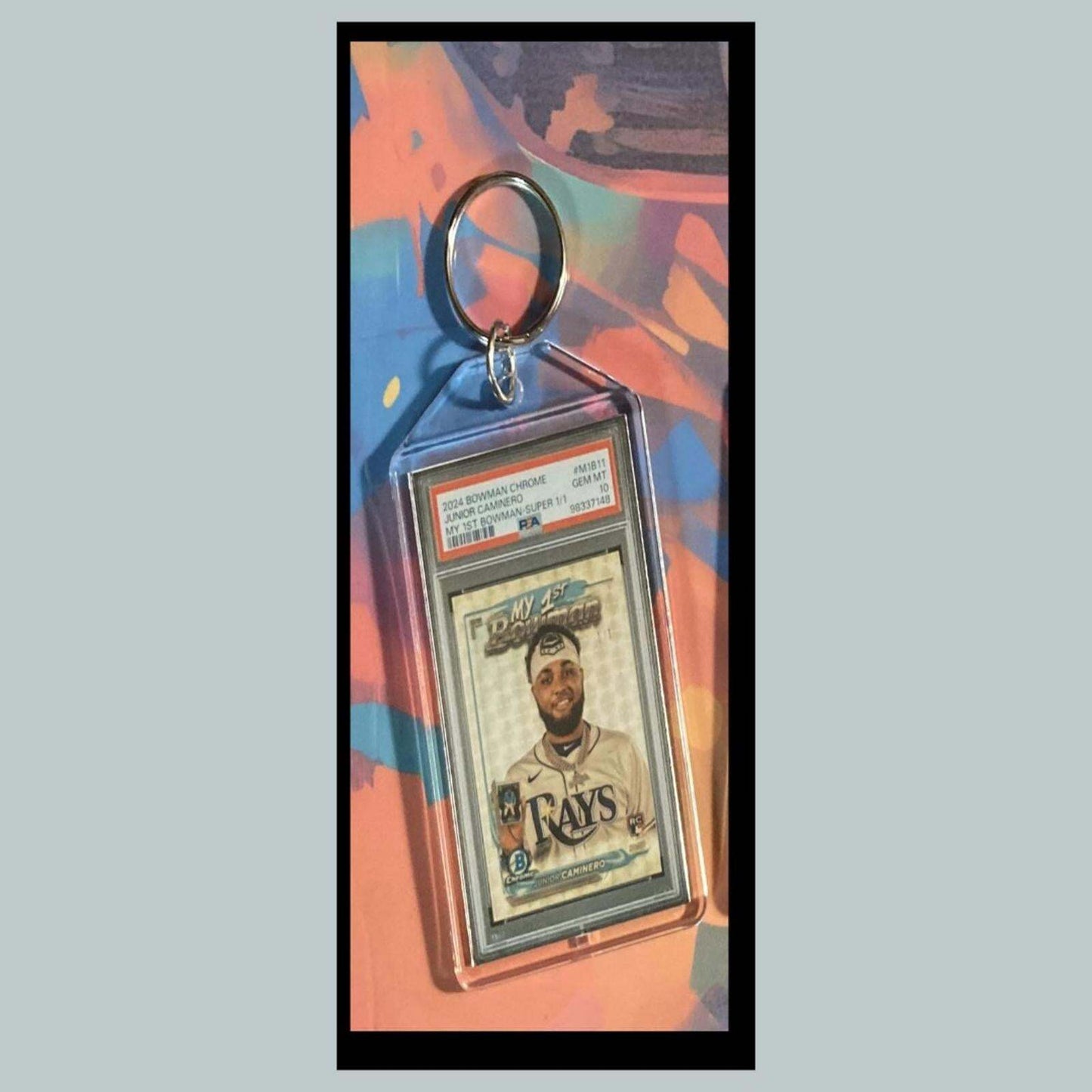 3432 Junior Caminero 2024 Bowman Chrome My 1st Bowman SuperFractor Keychain BBL KYC