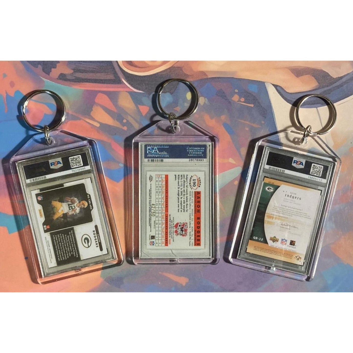 0279B Aaron Rodgers 3 Pack Bundle - 3 Different Custom Novelty Keychains - Gift