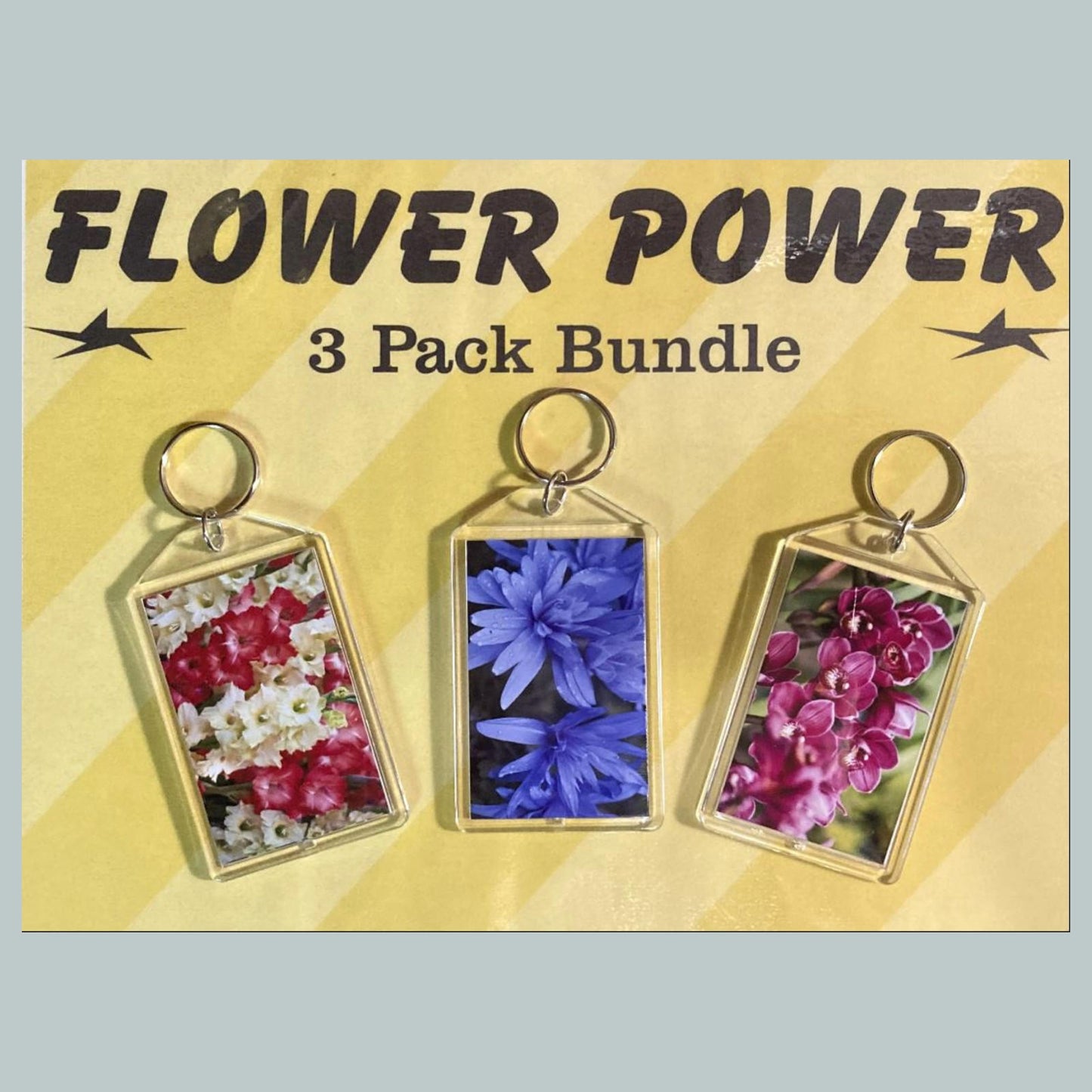 0749B Threefer Bundle Gladiolus/Crocus/Orchids Acrylic Keychain | Flower Lover Gift | Botanical Purse Charm | Backpack Accessory
