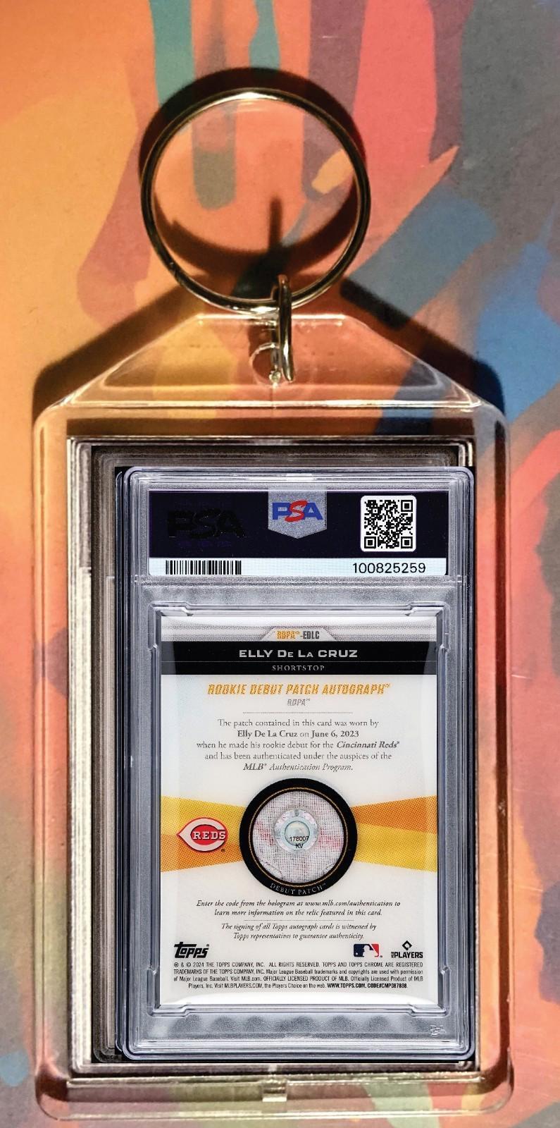 3514 Elly De La Cruz 2024 Topps Chrome Debut Patch Auto Custom Novelty Keychain BBL KYC