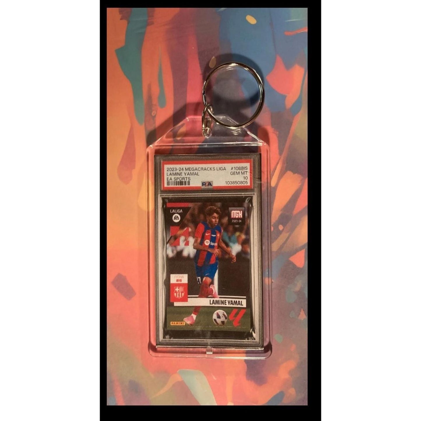 0060 Lamine Yamal 2023 Panini Megacracks Liga Custom Novelty Keychain Great Gift
