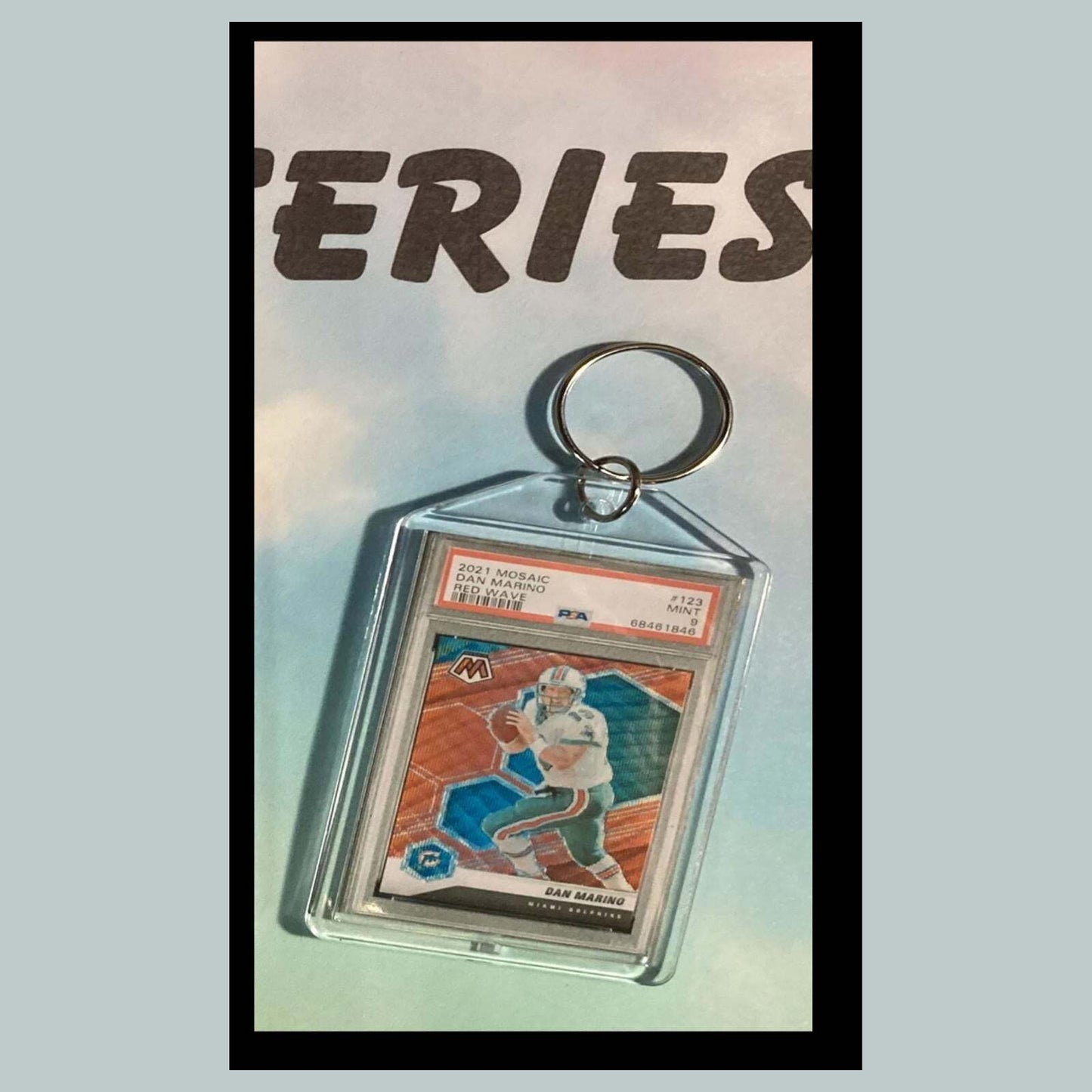 3479 Dan Marino 2021 Panini Mosaic Red Wave Custom Hand Made Keychain Great Gift FBL