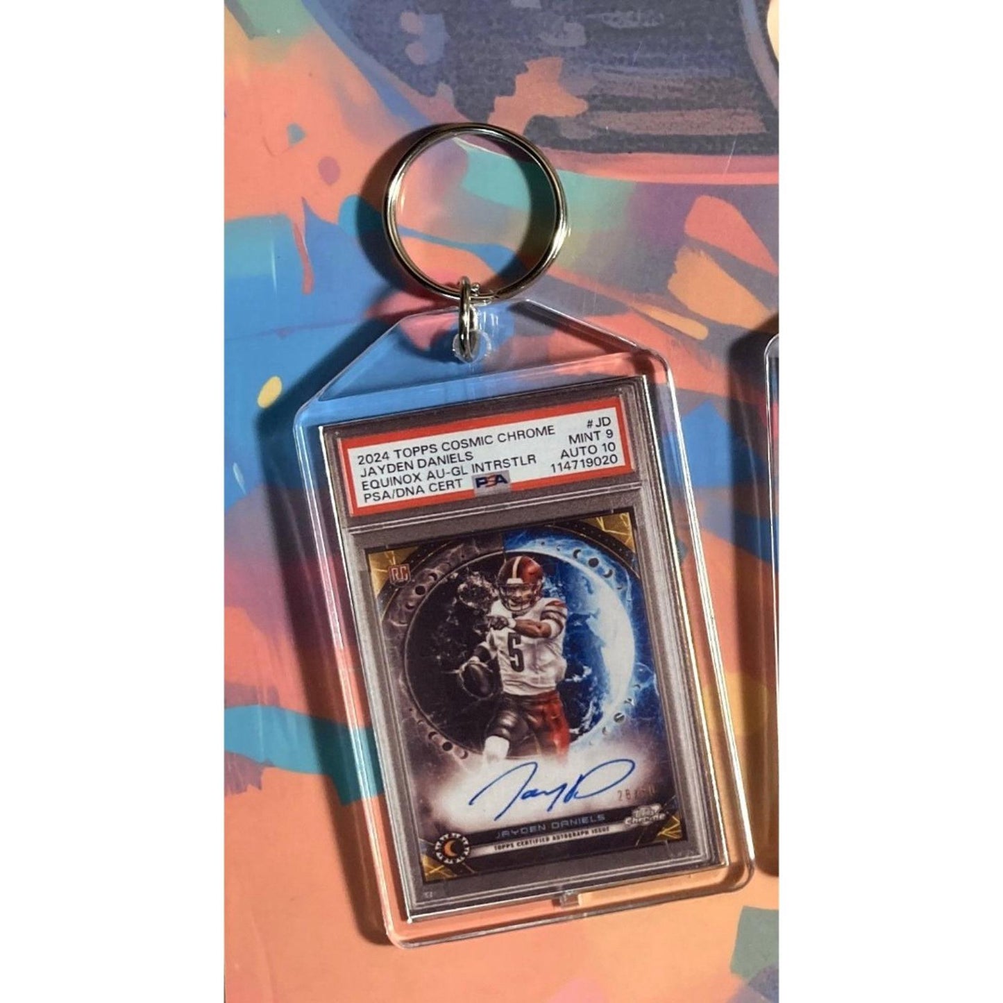 0160 Jayden Daniels 2024 Topps Cosmic Chrome Equinox Auto Novelty Keychain-Gift