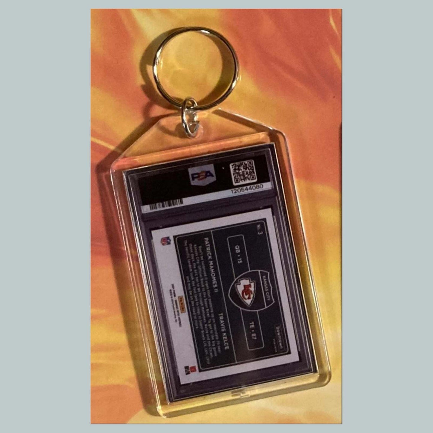 3608 Patrick Mahomes/Kelce 2024 Donruss Optic Downtown Duos Custom Keychain FBL
