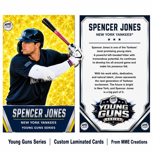 4237 Spencer Jones | Young Guns | Laminated Custom Baseball Card | Yellow Ice