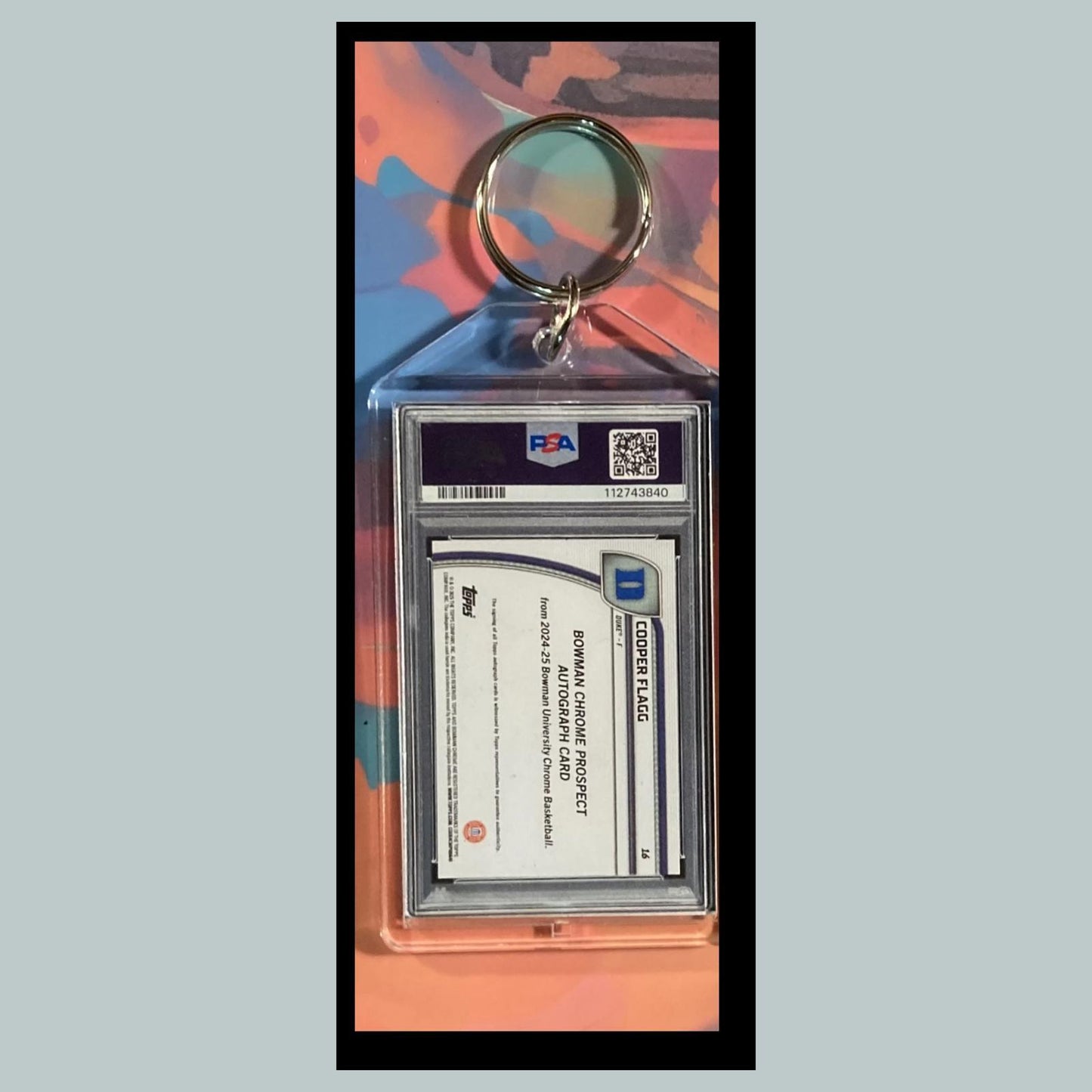 0119 Cooper Flagg 2024 Bowman Chrome U Red Auto Refractor Novelty Keychain-Gift