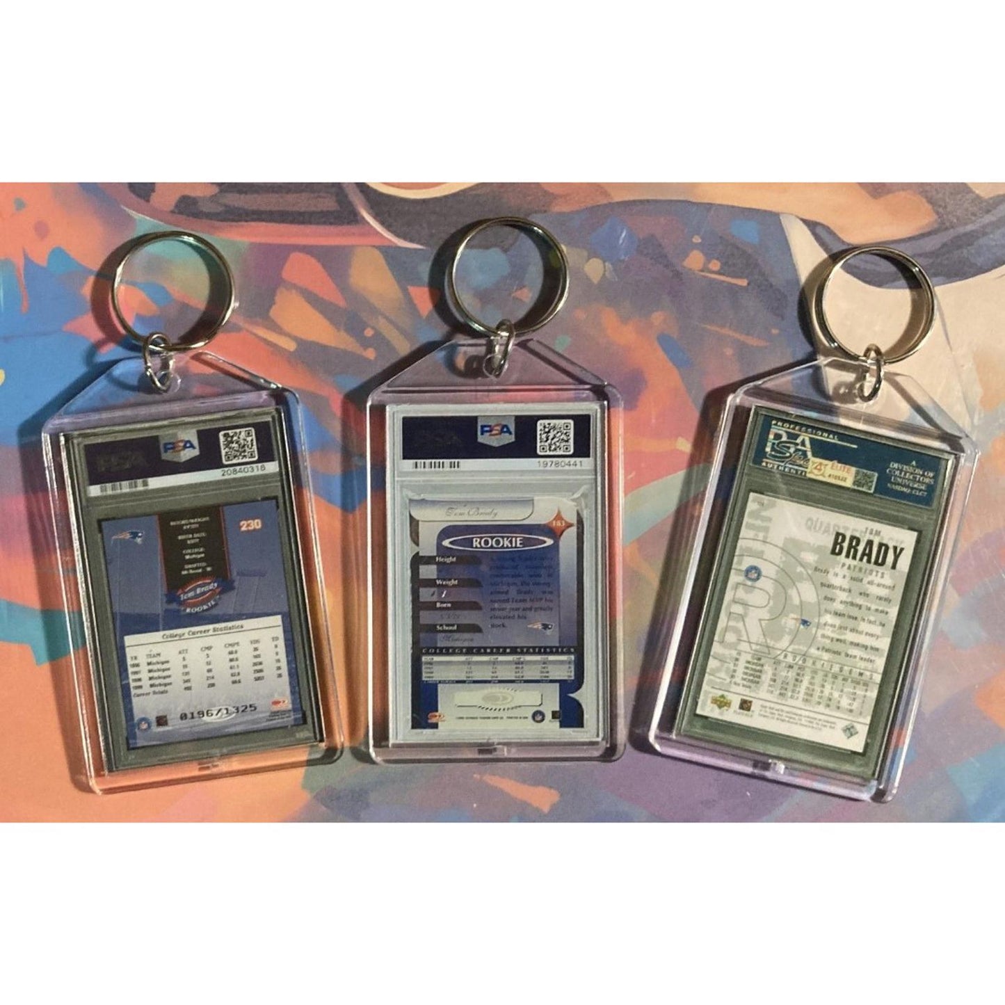3267B Tom Brady 3 Pack Bundle 3 Different Custom Novelty Keychains-A Great Gift FBL