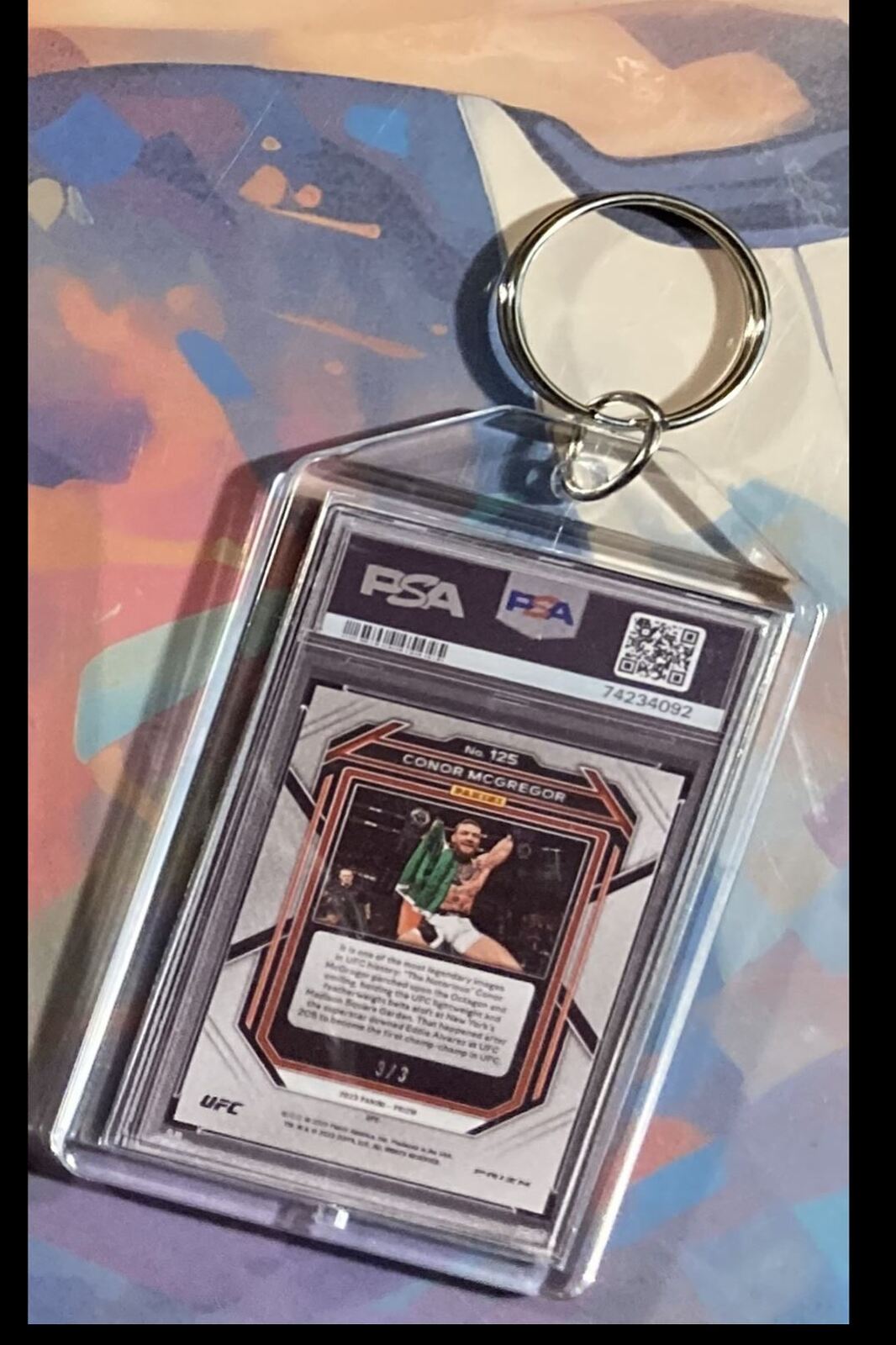 3097 Conor McGregor 2023  Panini Prizm Gold Shimmer Keychain KYC MSC
