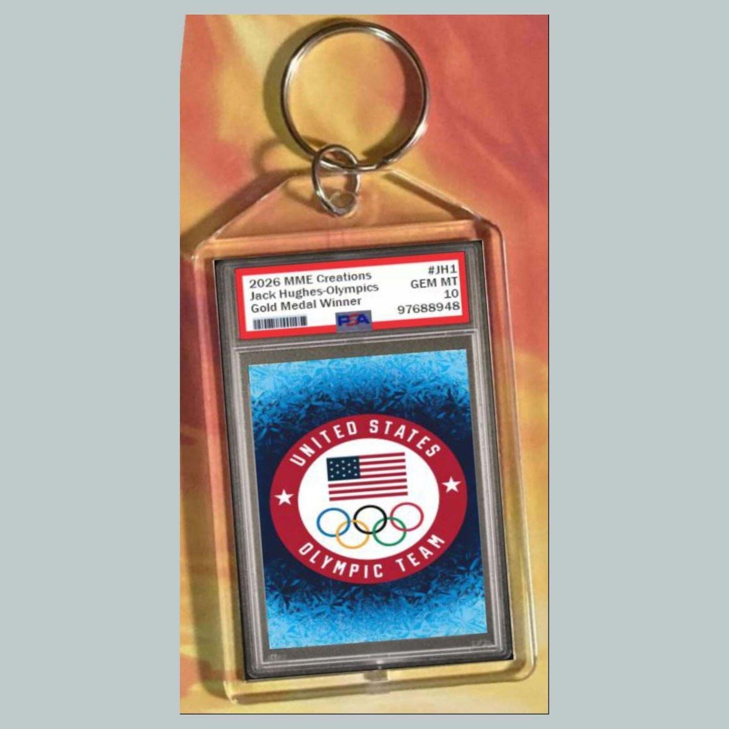 3780 Jack Hughes Gold 2026 Olympics Custom Hand Made Keychain MSC KYC