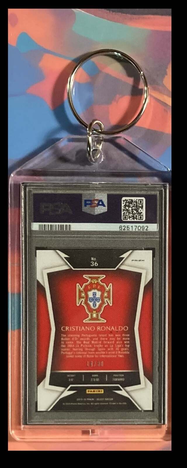 3094 Cristiano Ronaldo 2015 Panini Select Tie-Dye Prizm Keychain KYC MSC