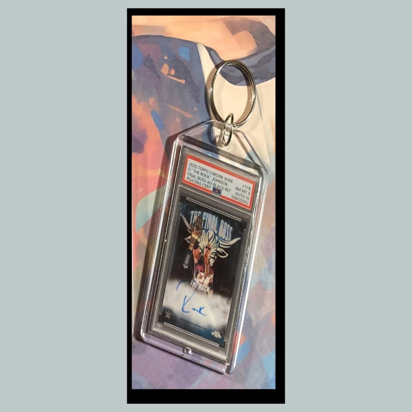 0410 The Rock 2025 Chrome Final Boss Black Auto Custom Hand Made Keychain-Gift