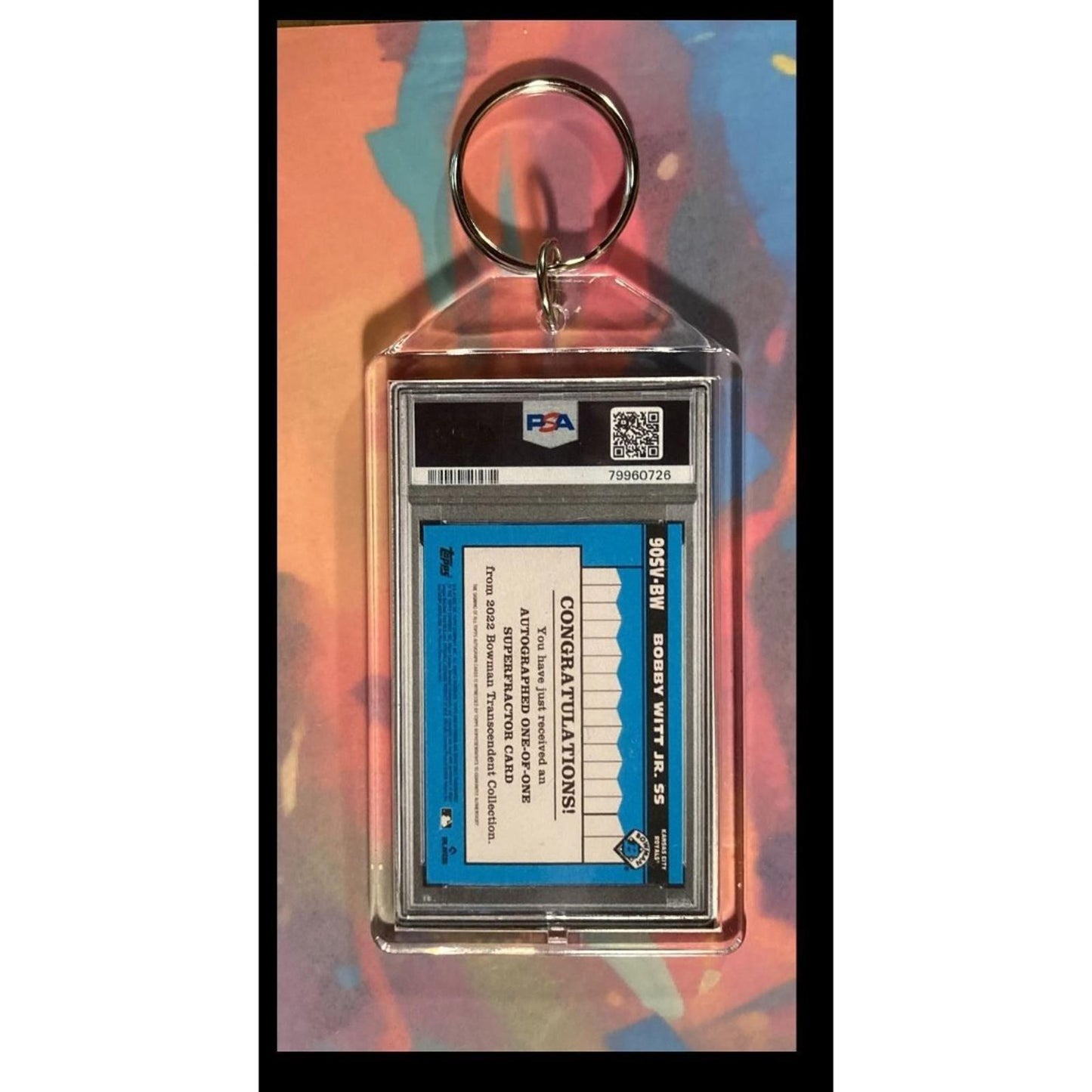 0049 Bobby Witt Jr 2022 Bowman Transcendent Auto SuperFractor Novelty Keychain