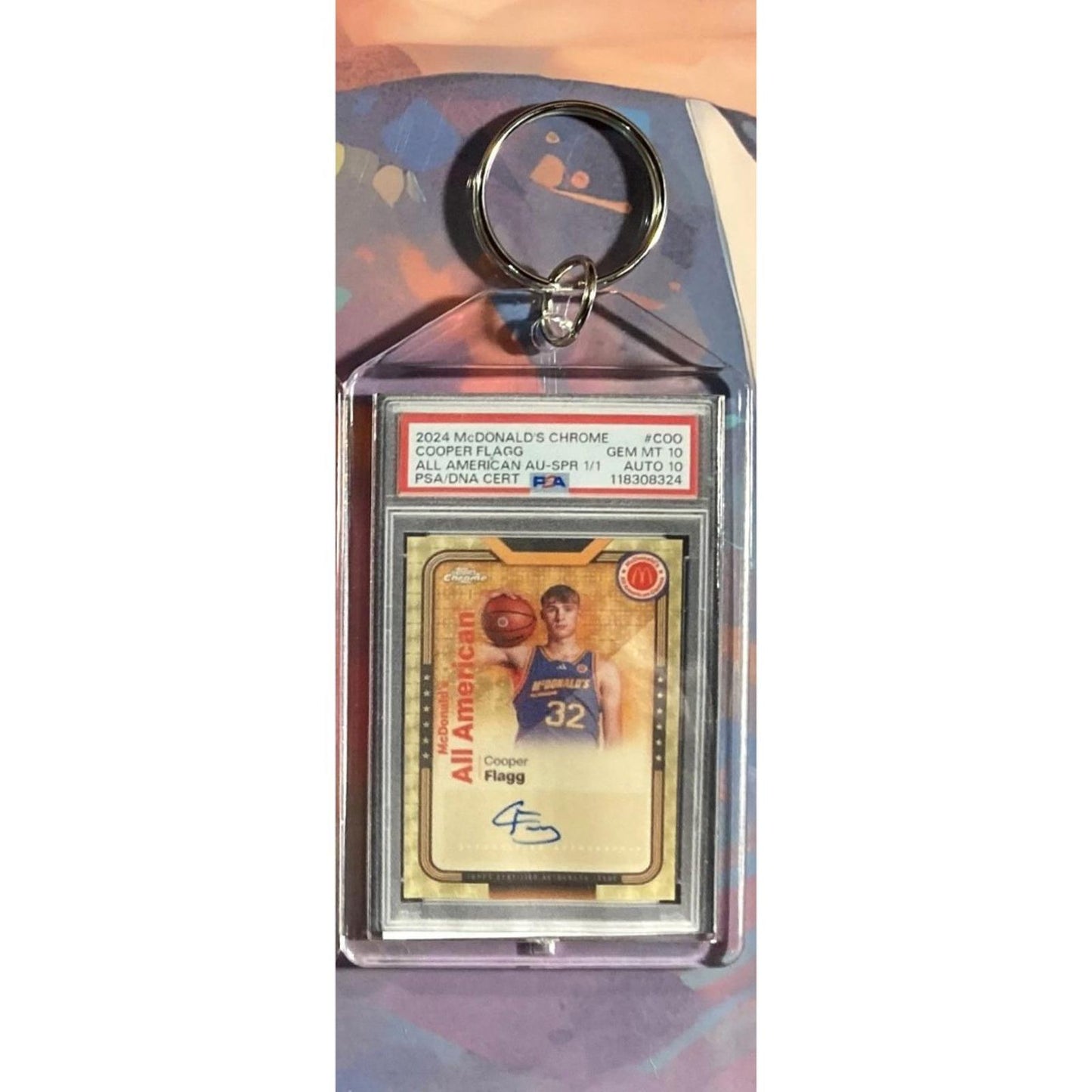 0120 Cooper Flagg 2024 McDonald's Chrome All American Auto SuperFractor Keychain