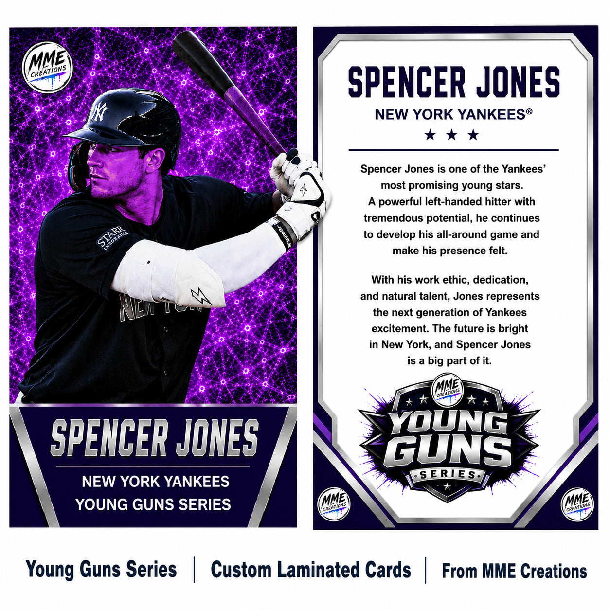 4233 Spencer Jones | Young Guns | Laminated Custom Baseball Card | Purple Ice