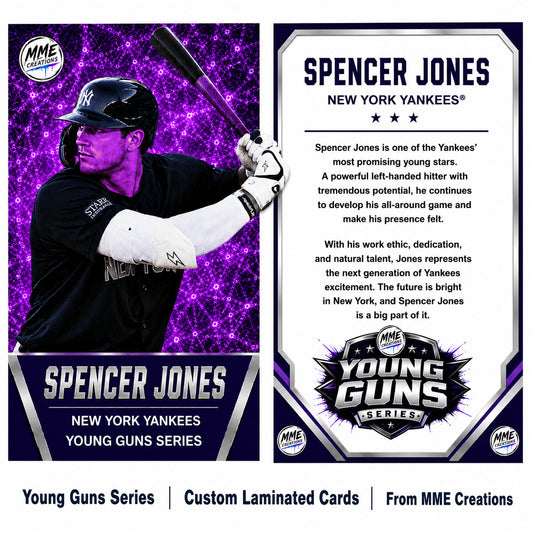 4233 Spencer Jones | Young Guns | Laminated Custom Baseball Card | Purple Ice