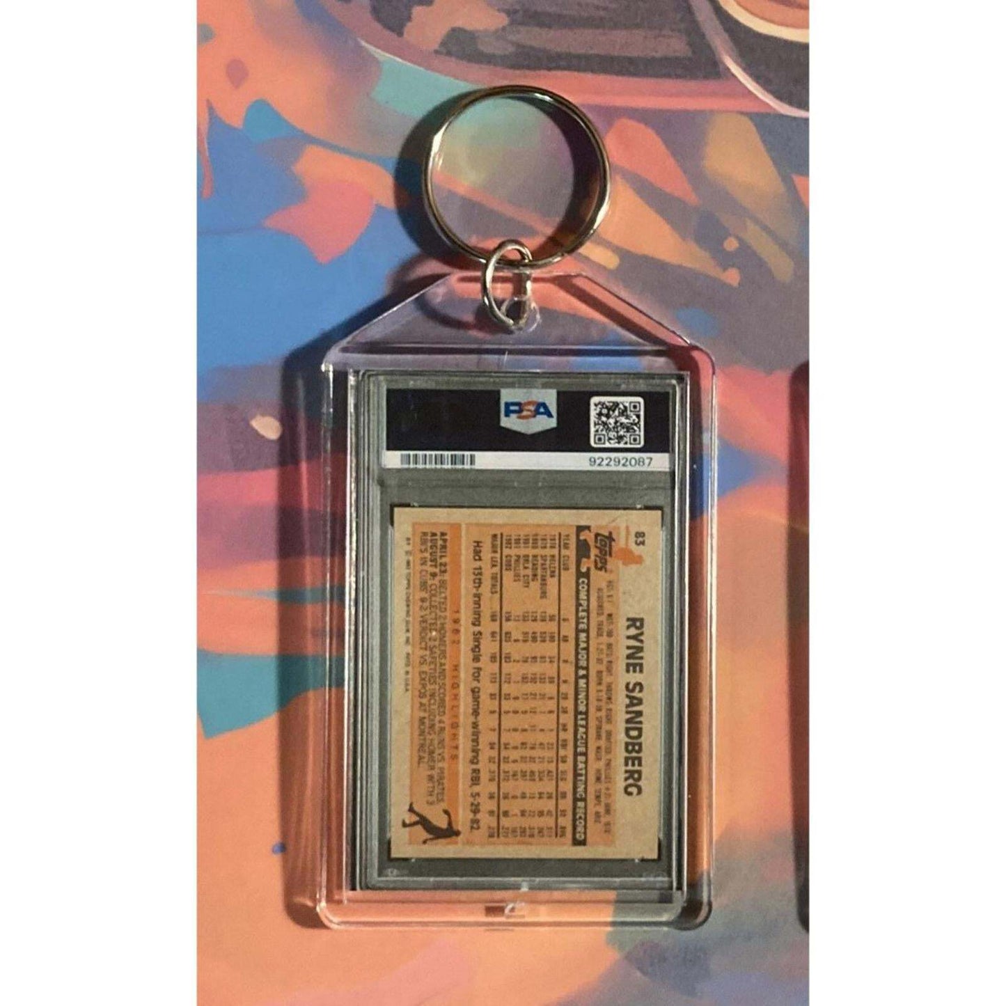3250 Ryne Sandberg 1983 Topps Rookie Custom Made Novelty Keychain A Great Gift BBL KYC
