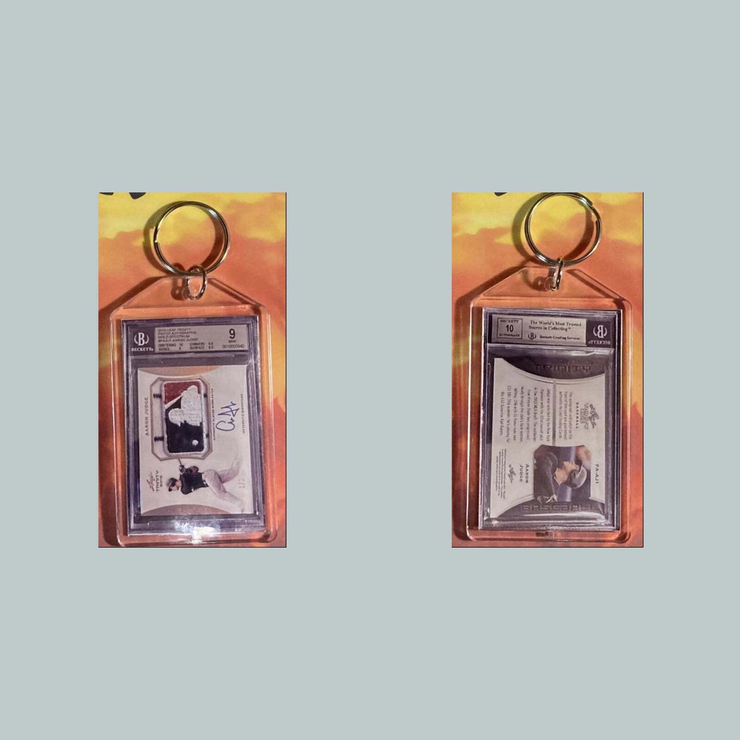 3594 Aaron Judge 2013 Leaf Trinity Logoman Patch Auto Custom Made Keychain BBL KYC