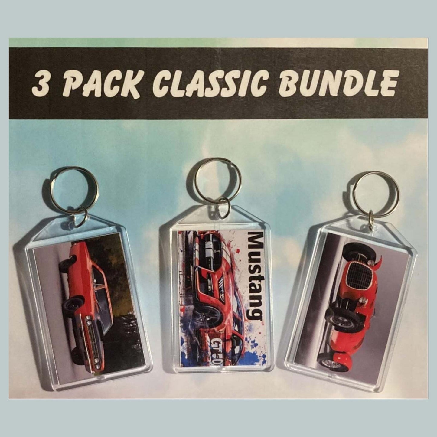 3557B Threefer Bundle Classic Cars  Keychain |Vintage Automobile Photo Keychains MSC KYC