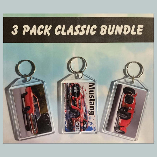 3557B Threefer Bundle Classic Cars  Keychain |Vintage Automobile Photo Keychains MSC KYC