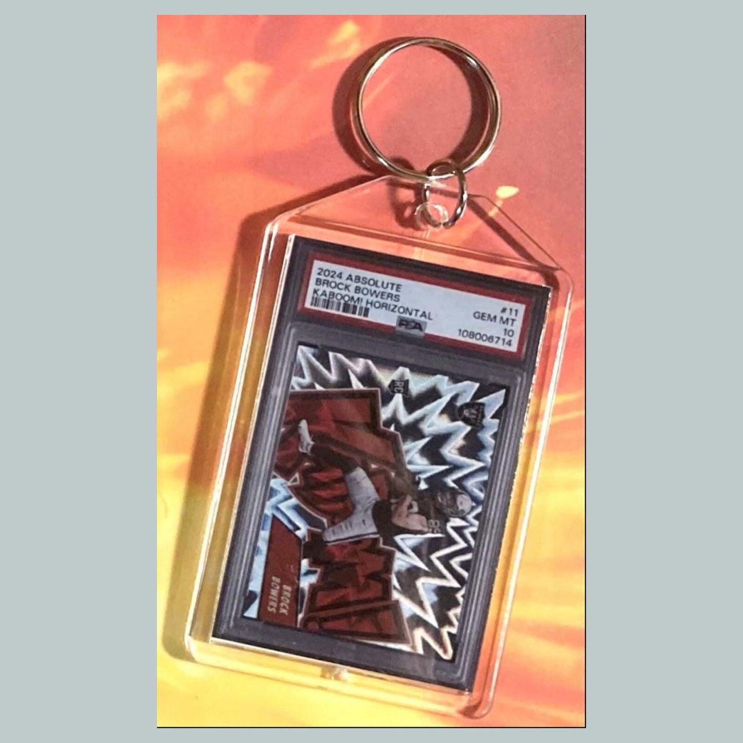 3694 Brock Bowers 2024 Panini Absolute Kaboom Custom Hand Made Keychain FBL