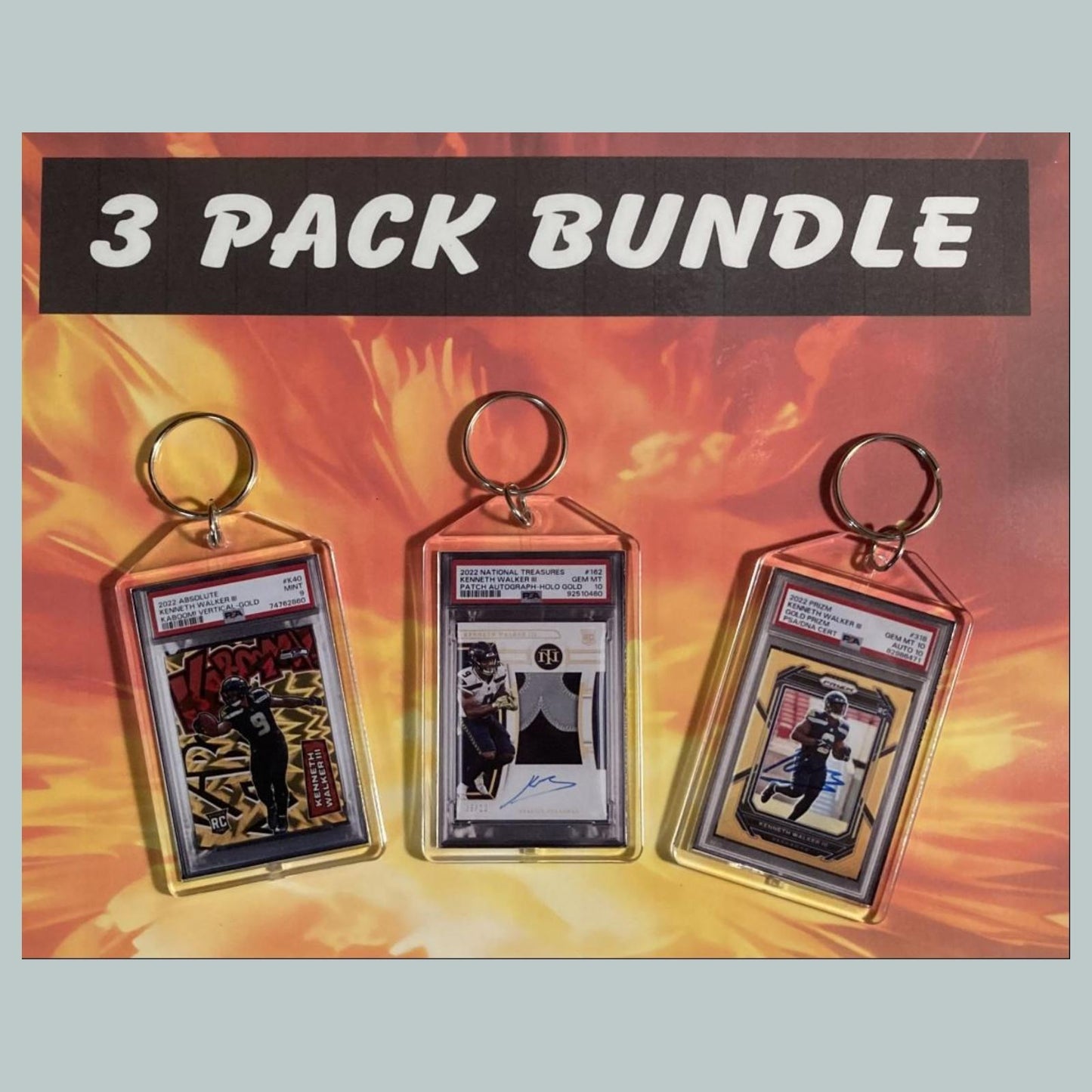 3767B Kenneth Walker III 3 Pack Bundle Hand Made Keychains FBL
