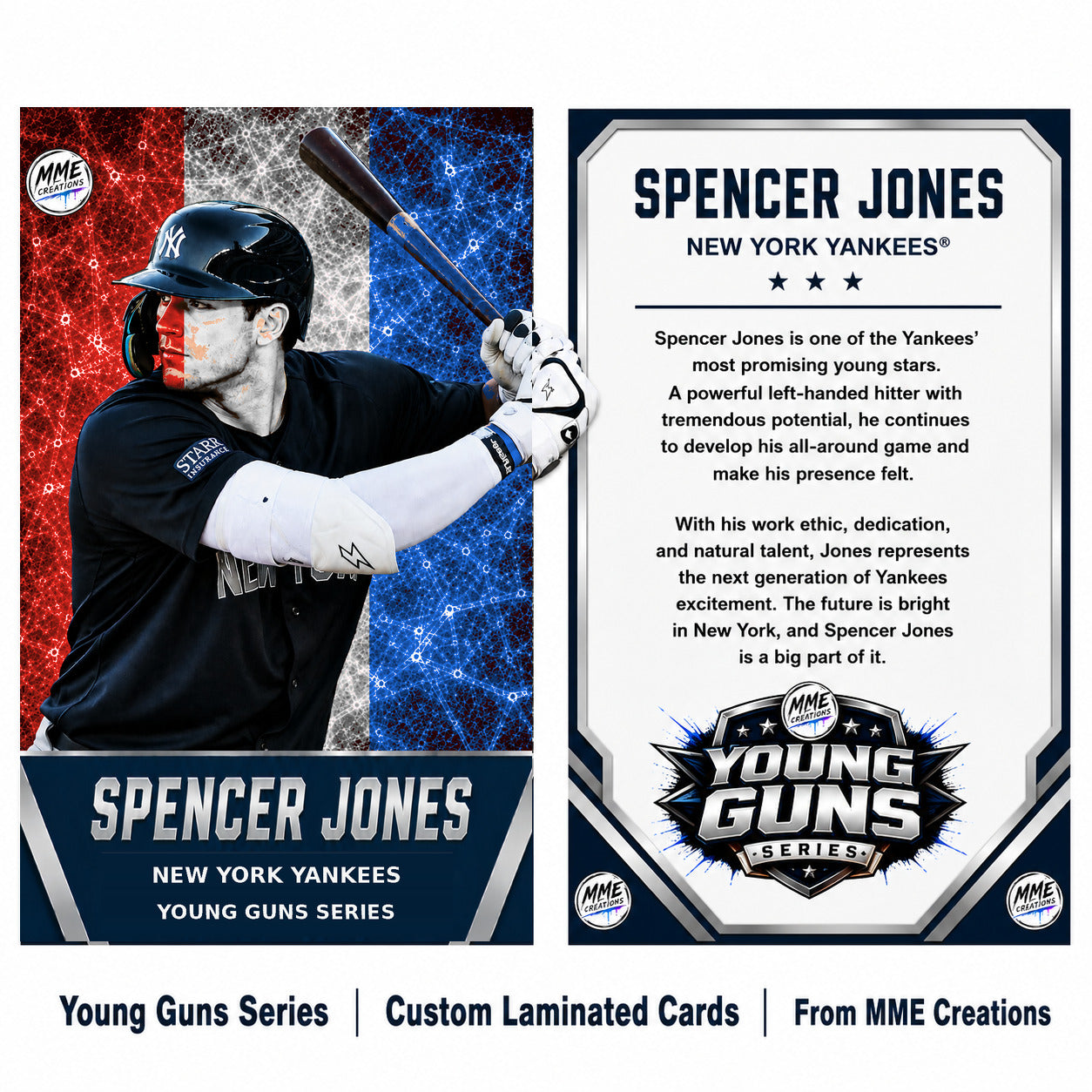 4231 Spencer Jones | Young Guns | Laminated Custom Baseball Card | R/W/B Ice2