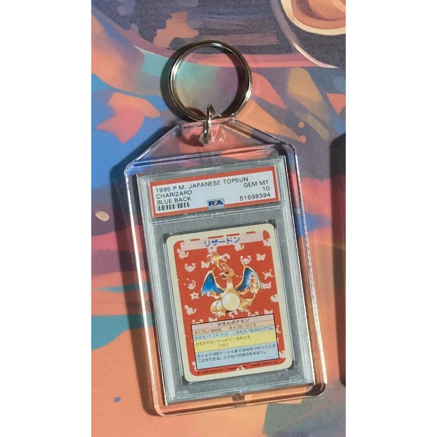 0221 Pokemon Charizard 1995 PM Japanese Topsun Blue Back Custom Novelty Keychain