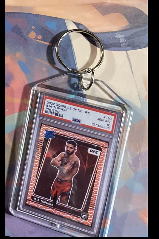 3098 Ilia Topuria 2022 Panini Donruss Optic UFC Photon - Custom Keychain-Gift KYC MSC