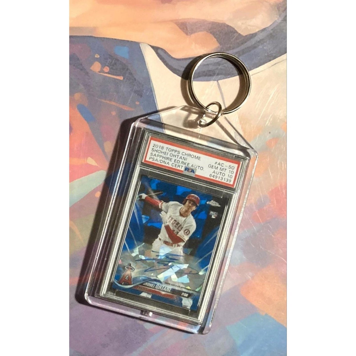 0254 Shohei Ohtani 2018 Topps Chrome Sapphire Auto  Custom Made Novelty Keychain