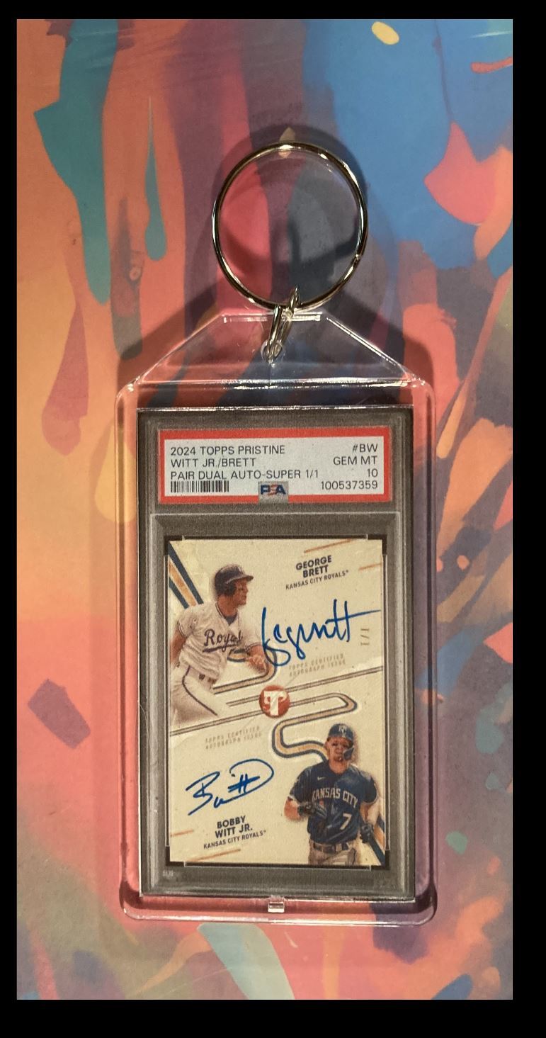 3034 Boy Witt Jr/George Brett 2024 Topps Pristine SuperFractor Keychain-Gift BBL KYC