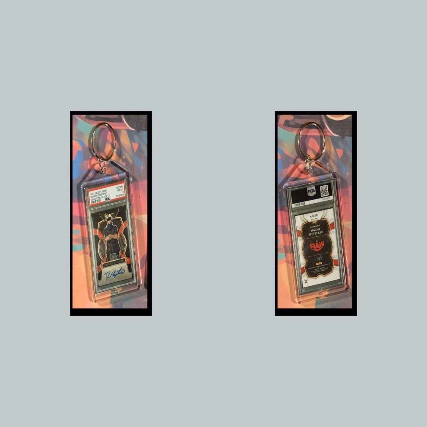 3382 Dirty Dom Mysterio Prison 2023 Panini Select Black Auto Novelty Keychain KYC MSC