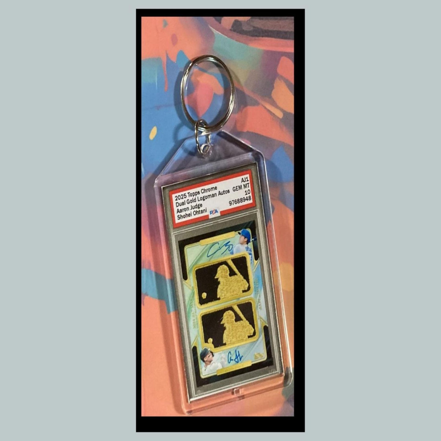 0409 Aaron Judge/Shohei Ohtani 2025 Chrome Gold Logoman Dual Autos Keychain Gift