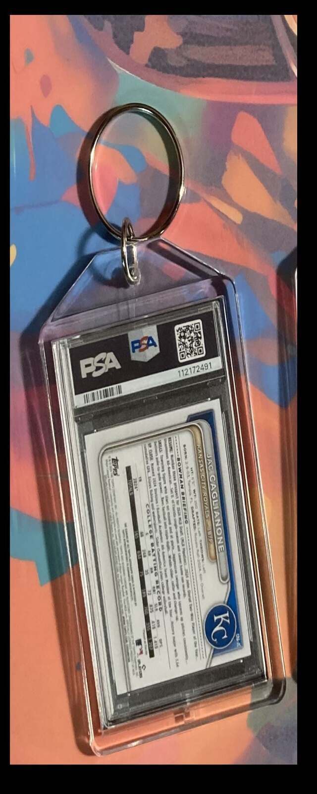 3214 Jac Caglianone 2024 Bowman Draft Gold Shimmer Auto  Keychain BBL KYC