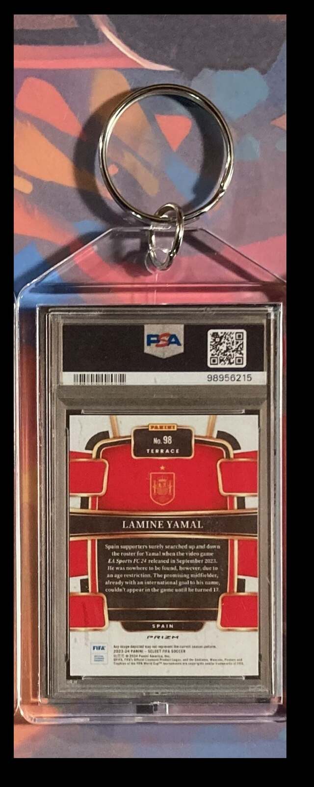 3085 Lamine Yamal  2023 Panini White Sparkle Custom Keychain-Gift KYC MSC