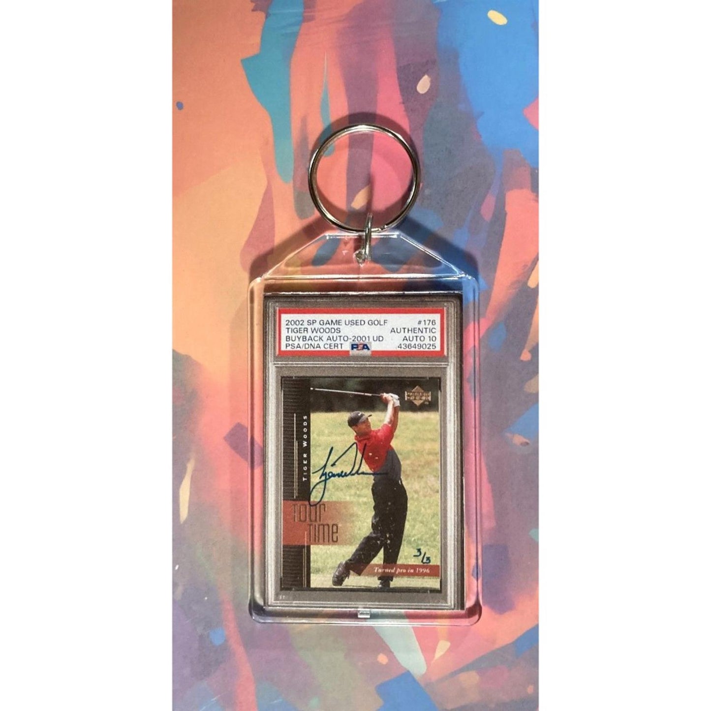 0083 Tiger Woods 2002 UD Buyback Auto Keychain Custom Made Novelty Keychain